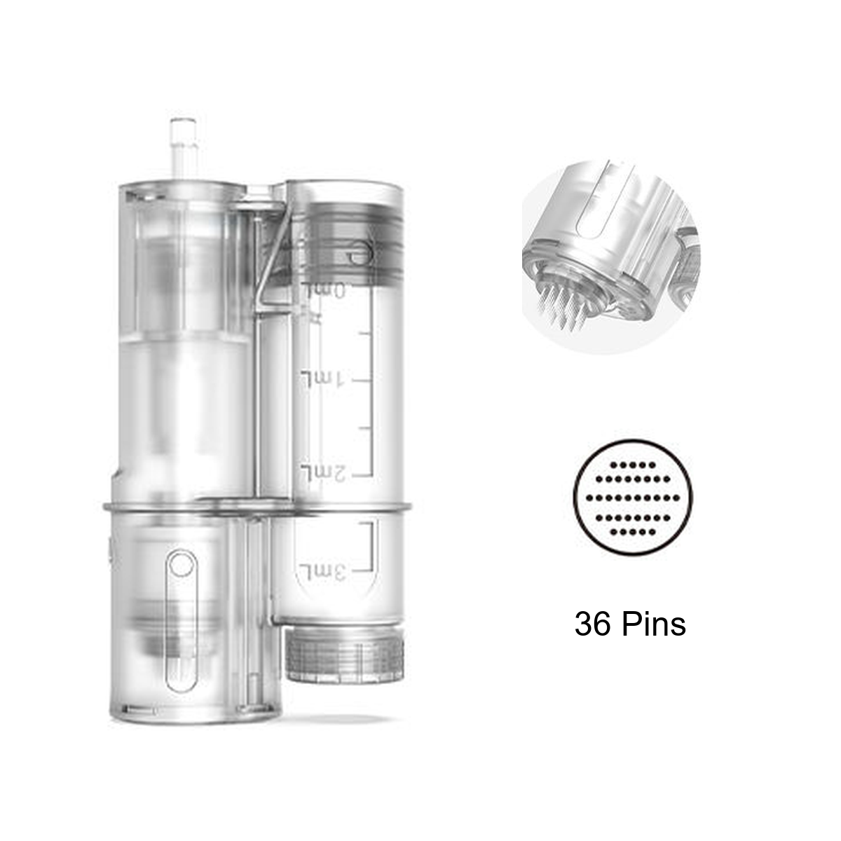 Hydra Pen H6 36-kim đầu thay thế kim có bình chứa chia độ và cận cảnh đầu kim