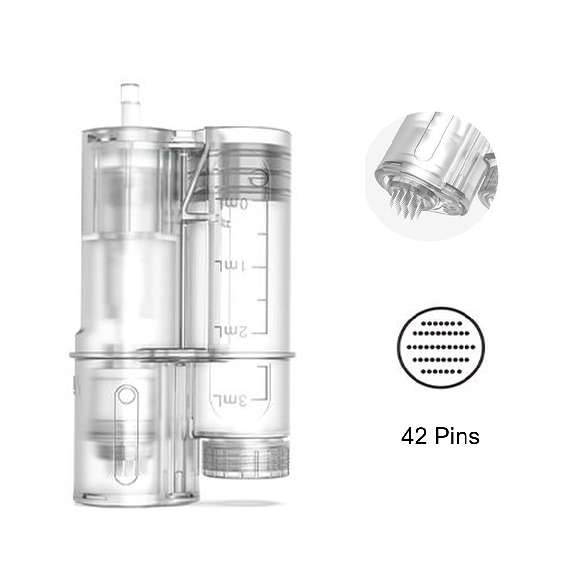 Hydra Pen H6 42-kim đầu thay thế kim có bình chứa chia độ và cận cảnh đầu kim