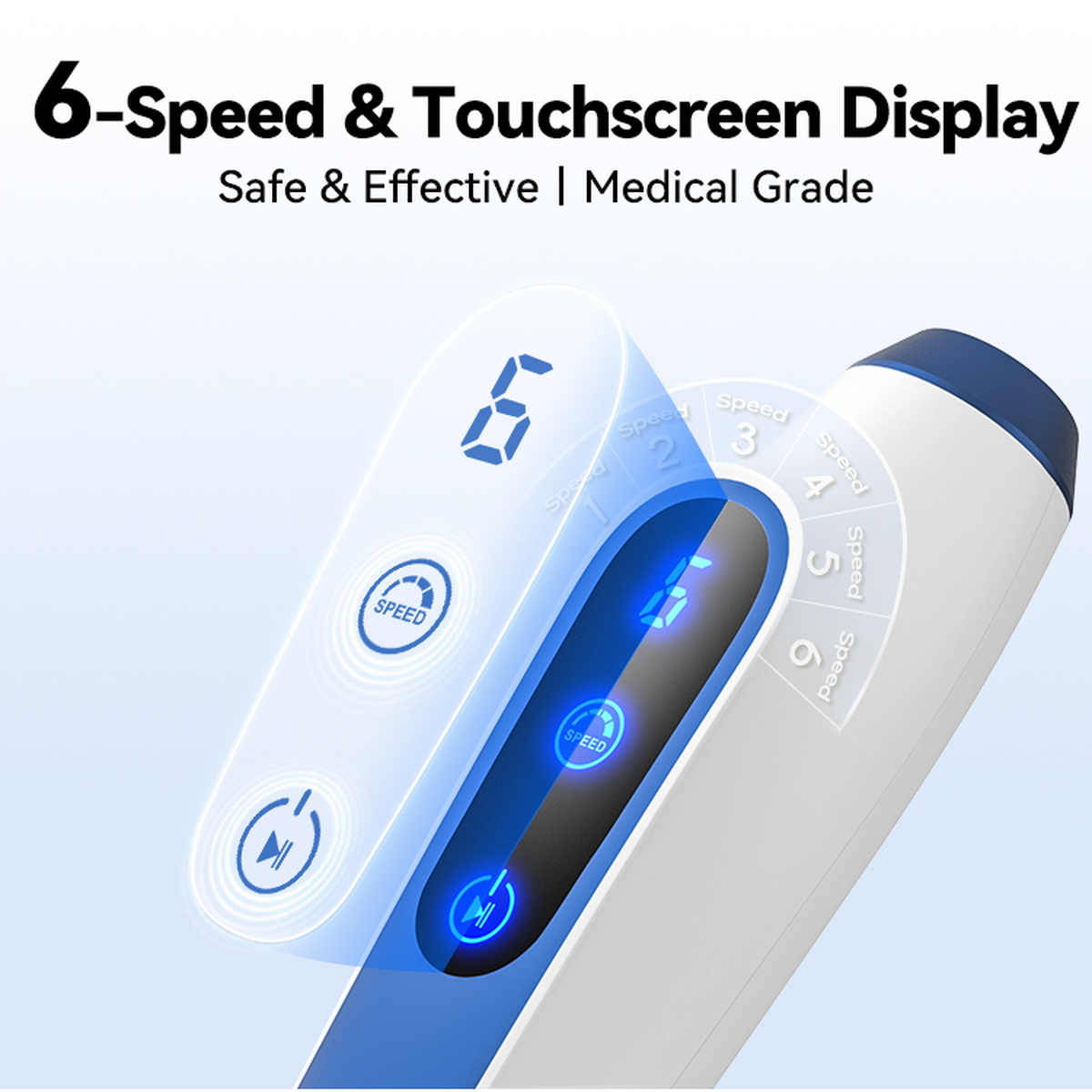 Cận cảnh màn hình cảm ứng được chiếu sáng Dr. Pen A11 và sáu mức tốc độ