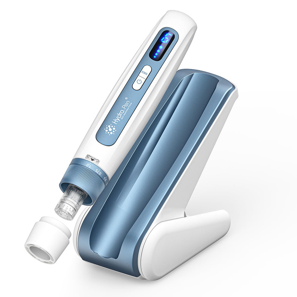 Màu xanh thép Hydra Pen H5 với đầu kim thay thế, nắp bảo vệ và đế tạm dừng phù hợp