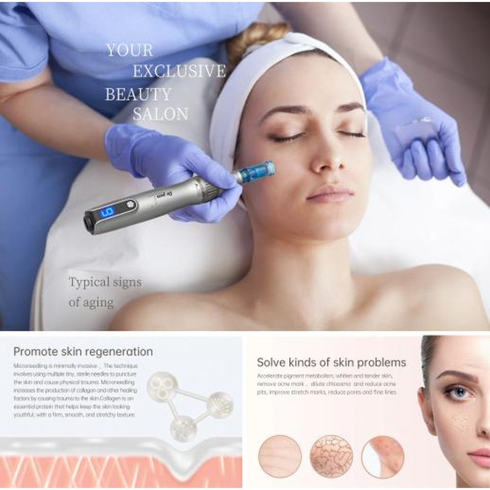 Hình minh họa nhà cung cấp Dr. Pen M8s kết hợp trình diễn sử dụng khuôn mặt và sơ đồ da