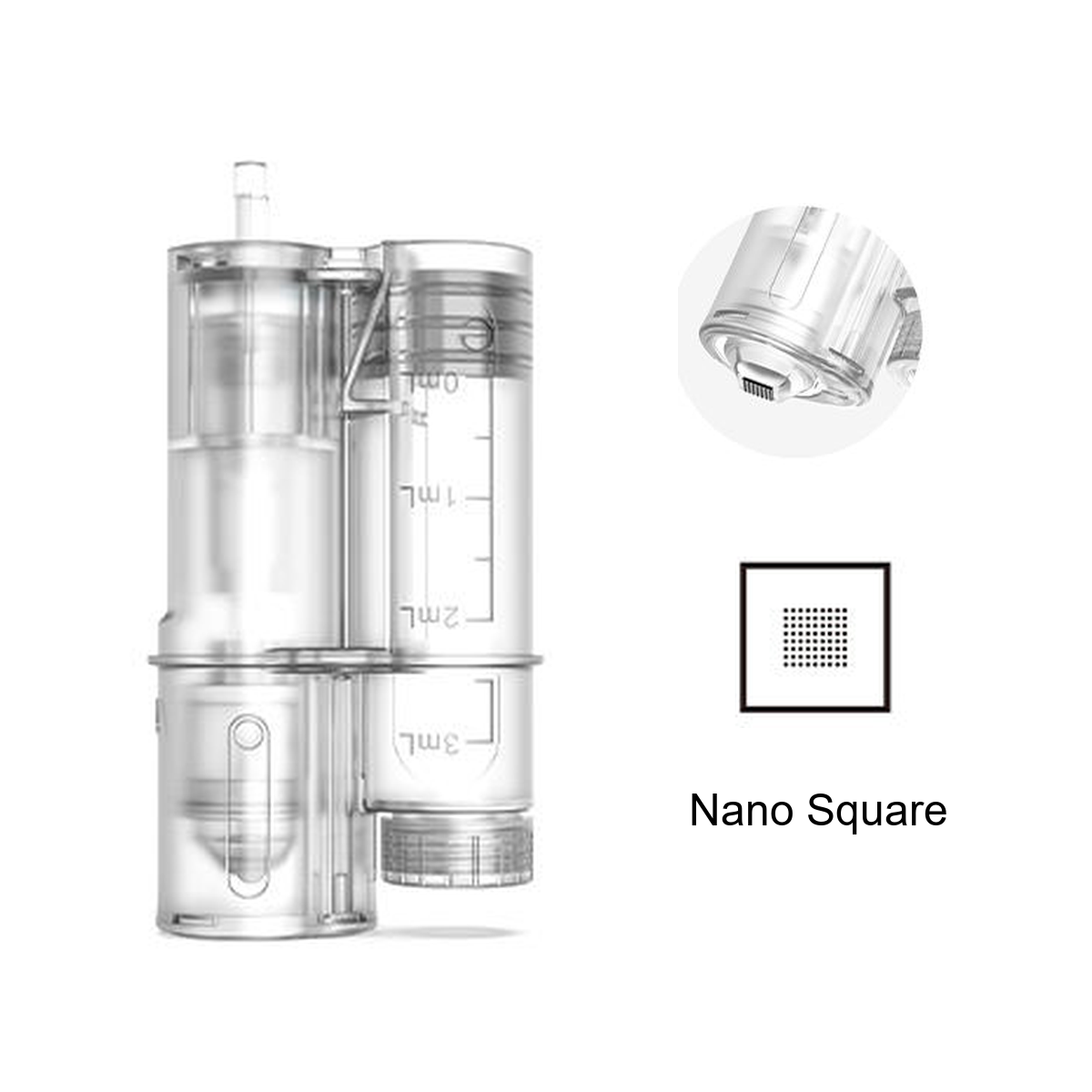 Hydra Pen H6 Nano Đầu kim thay thế hình vuông có bình chứa chia độ và chi tiết đầu tiếp xúc hình vuông
